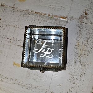 Glass Jewelry Box with Monogram E initial